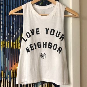 Love Your Neighbor printed muscle tank